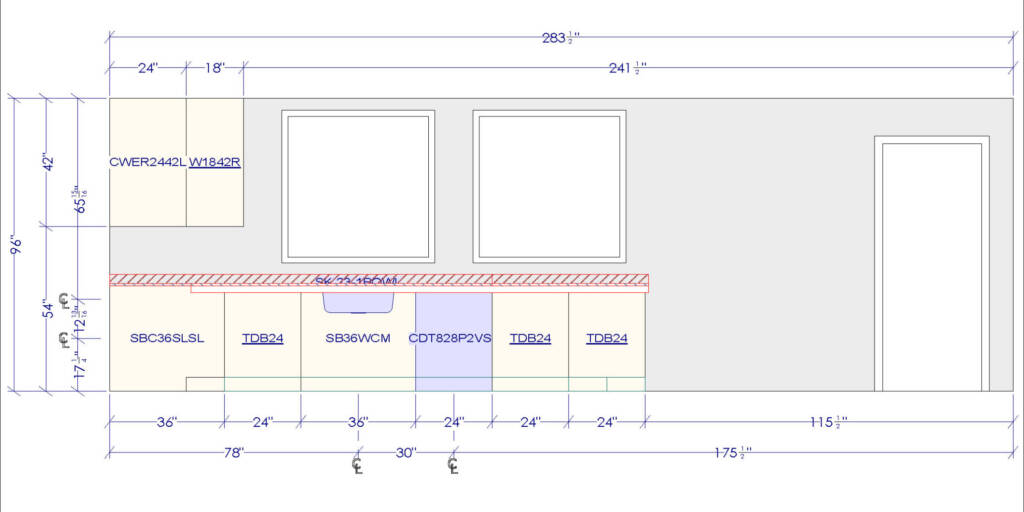 Kitchen CAD layout and elevations designed for contractor installation