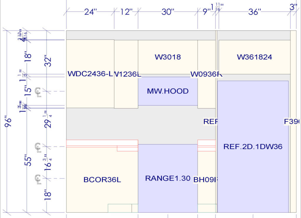 Kitchen cabinet elevation drawings for contractor install planning