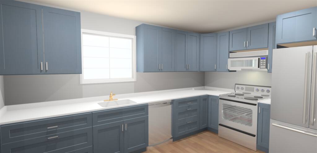 3D kitchen rendering supporting contractor visualization and coordination